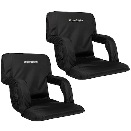 Home-Complete Stadium Seat 2-Pack with Padded Back Support, Armrests, and Portable Straps by, 2PK 204886GNW